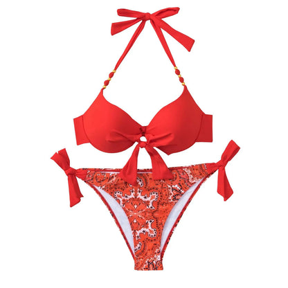 Sexy Push up Bikini 2024 Women Swimsuit Two Piece Swimwear Female Thong Bikinis Set Swimming for Bathing Suits Lace-up Biquini