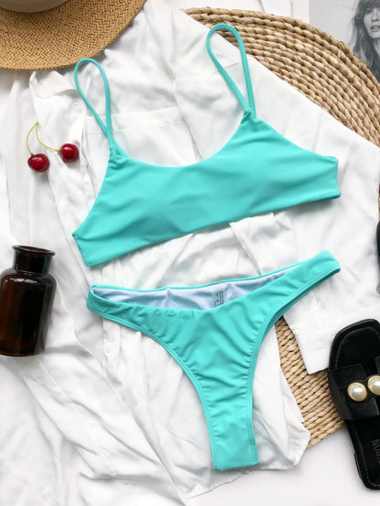 2025 Women Bikini Set Striped Split Swimsuit Low Waist Swimwear Women Biquini 2-Pieces Bathers Brazilian Swimming Suits
