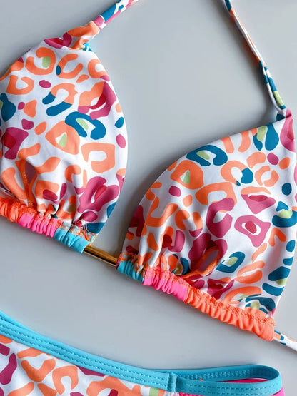 RUOTONGSEPT 2023 Sexy Spliced Swimsuit Women Swimwear Tiger Stripe Print Micro Bikini Set Brazilian Biquinis Beach Bathing Suit