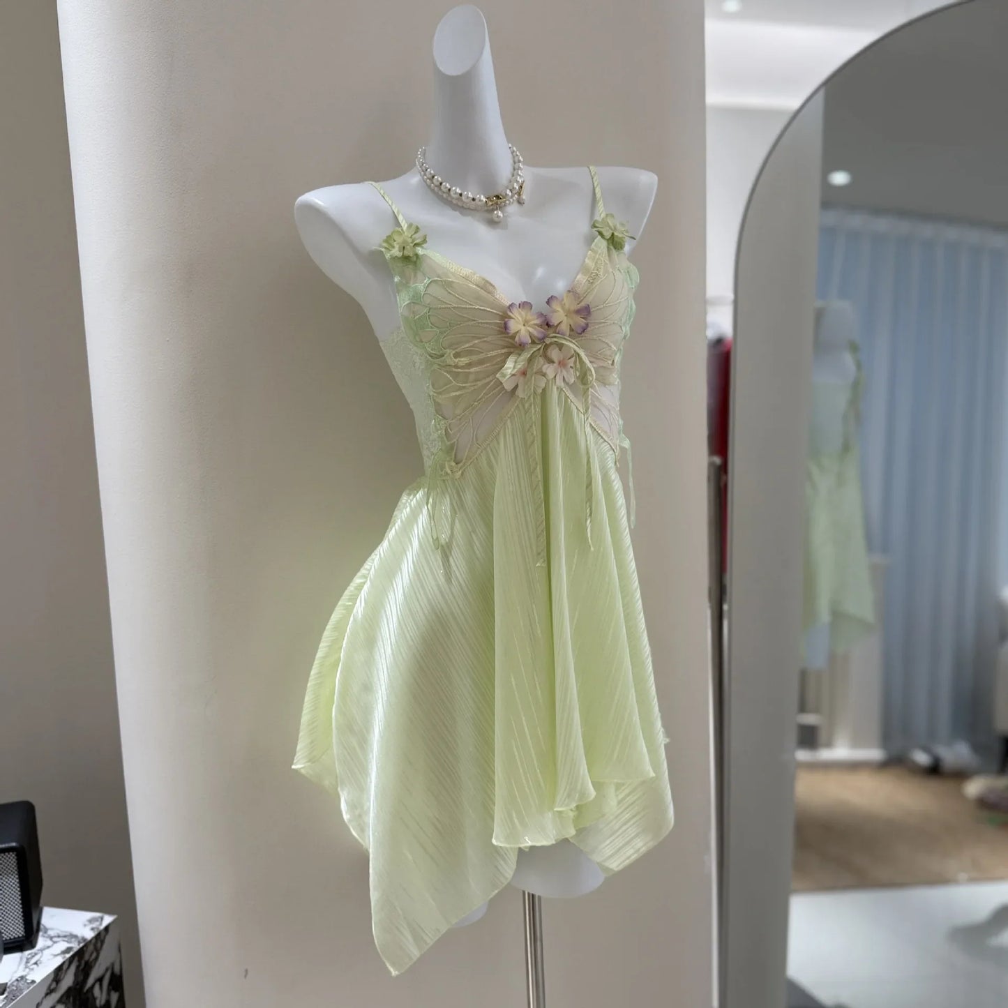 Fairy Elf Suspender Nightgown Lingerie Sexy Butterfly Lace Chemise Sleepwear Nightdress Homewear Summer New Women Nightwear