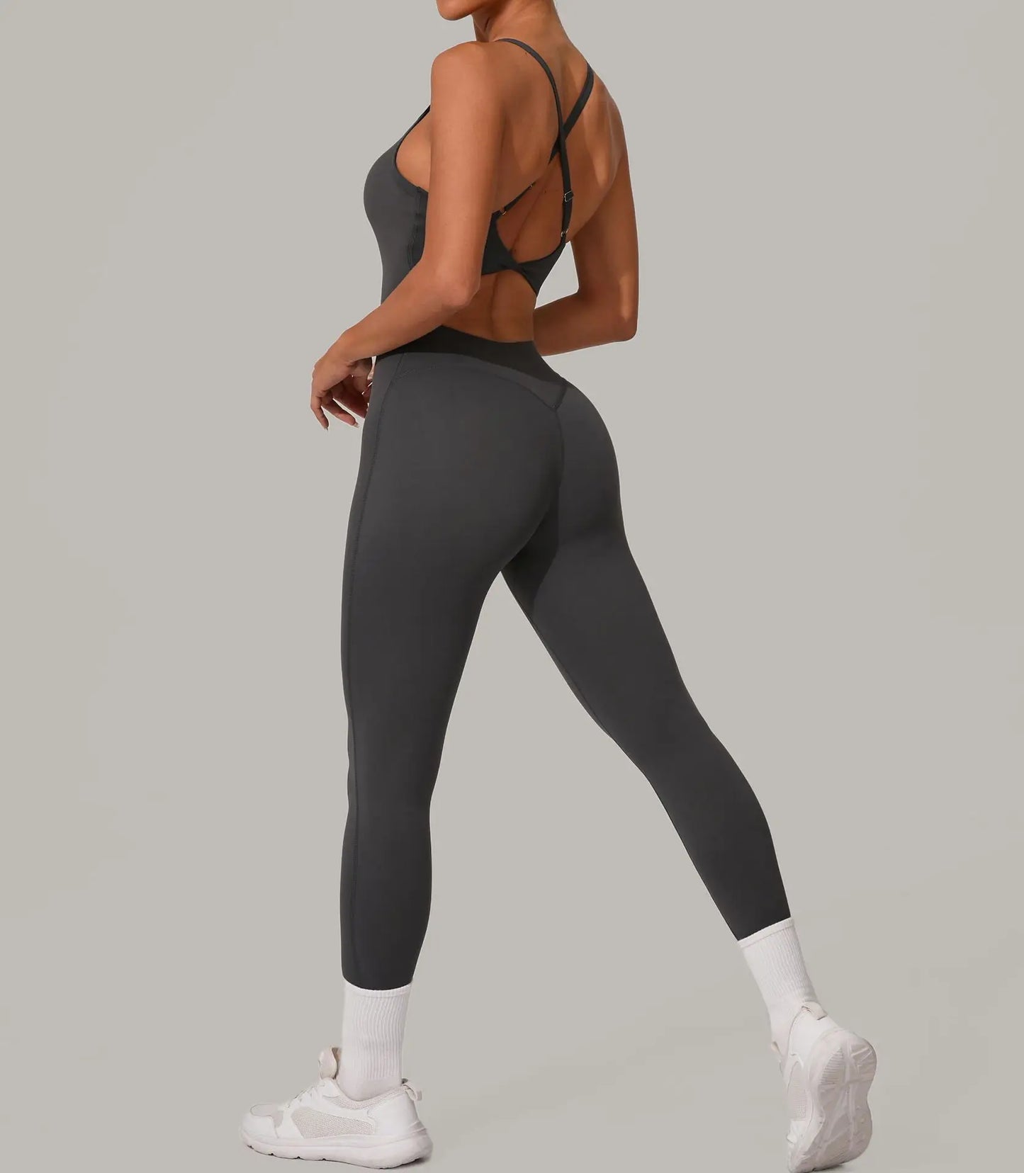 Sexy Hollow Cross Backless Sporty Tight Jumpsuit Woman Sportswear Summer One Pieces Outfit Gym Fitness Overalls Yoga Jump Suit