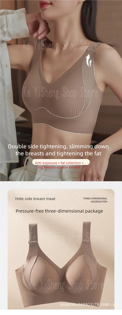 Non-trace body underwear women's bra anti-sag large size adjustment breast women big breasts small