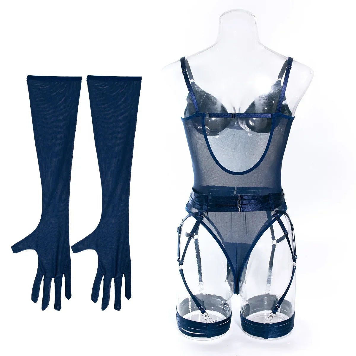 Bodysuit Sexy One-piece With Gloves Garters Mesh Women Rompers Clothing Body Suits Lace Jumpsuit Sweet Korean Women EV5W