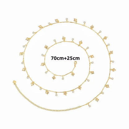 Versatile Peach Heart Sexy Body Chain Ladies' Summer Beach Bikini Body Accessories Simple Love Zircon Tassel Waist Chain