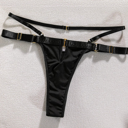 Fancy Metal Chain Sexy Lingerie 5Pcs Sets Luxury Hollow Out Bras And Panties Garters Underweat Suit Sensual Erotic Intimate Set