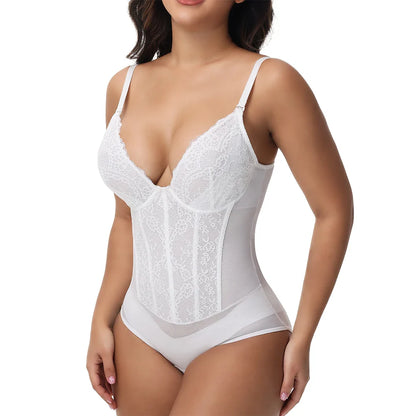 Lace Bodysuit for Women Tummy Control Shapewear Sleeveless Tops V-Neck Backless Slim Camisole Jumpsuit Shaper Party Wear Fashion