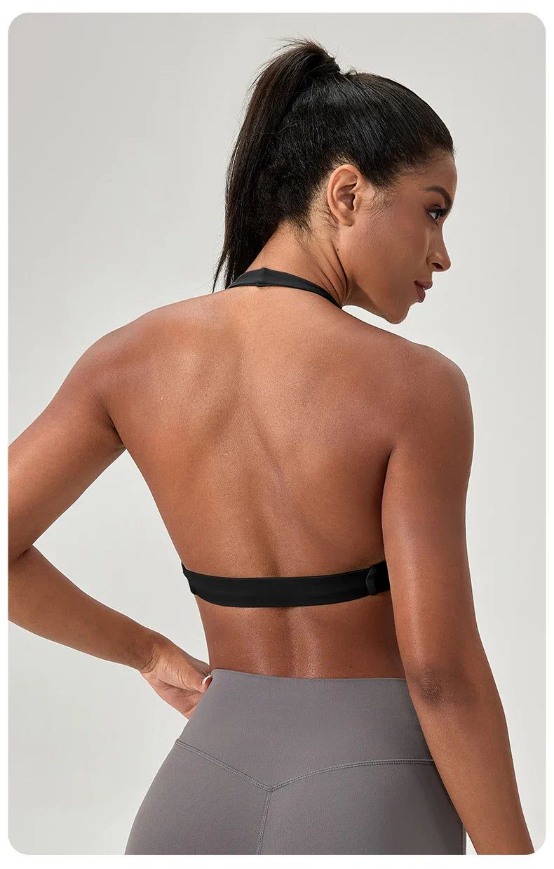 Sports Yoga Bra for Women Halter Neck with Stylish Back Design Sexy Gym Bra for Running Fitness Sports Bras