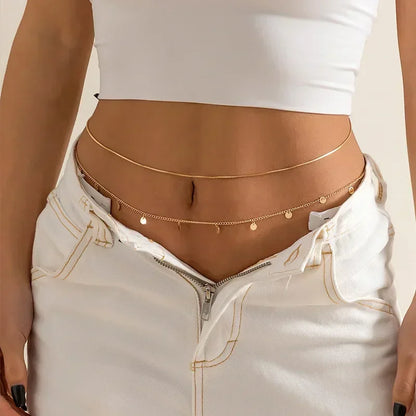 Versatile Peach Heart Sexy Body Chain Ladies' Summer Beach Bikini Body Accessories Simple Love Zircon Tassel Waist Chain