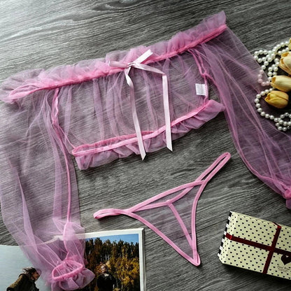 Sexy Perspective Blue Mesh Women's Underwear Exotic Fantasy Sexy Apparel Open G-string Pants Sexy Transparent Lingerie Pajamas