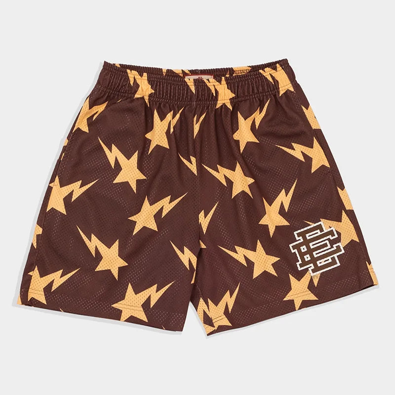 2025 New Summer EE Eric Emanuel  Basic Mesh Short Classic Floral Printed Gym Shorts Men's Gym Basketball Sports Beach Shorts