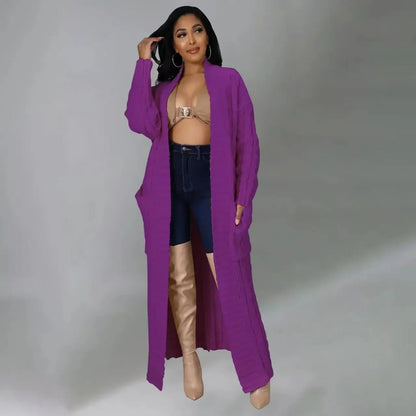 2024 New Women's Fashionable Cardigan Sweater Casual Long Sleeve Solid Color Jacket Autumn/Winter Amazon Europe Style