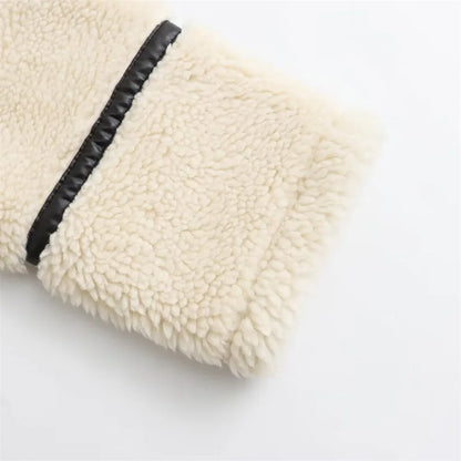 2024 RARF Autumn New Women's European and American Style Artificial Fur Effect Motorcycle Jacket Coat with Fur Integration