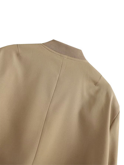 Willshela Women Fashion Solid Bomber Jackets Coat With Pockets V-Neck Single Breasted Long Sleeves Female Chic Lady Outfits