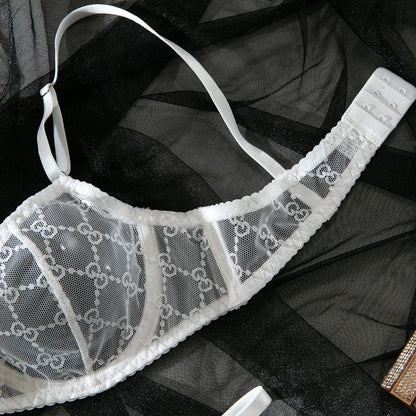 Krasapt New Arrival Ultra-thin Mesh See-through Plaid Bra And G-string Sexy Lingerie Sets Fancy Intimate Erotic set Onlyfans Kit
