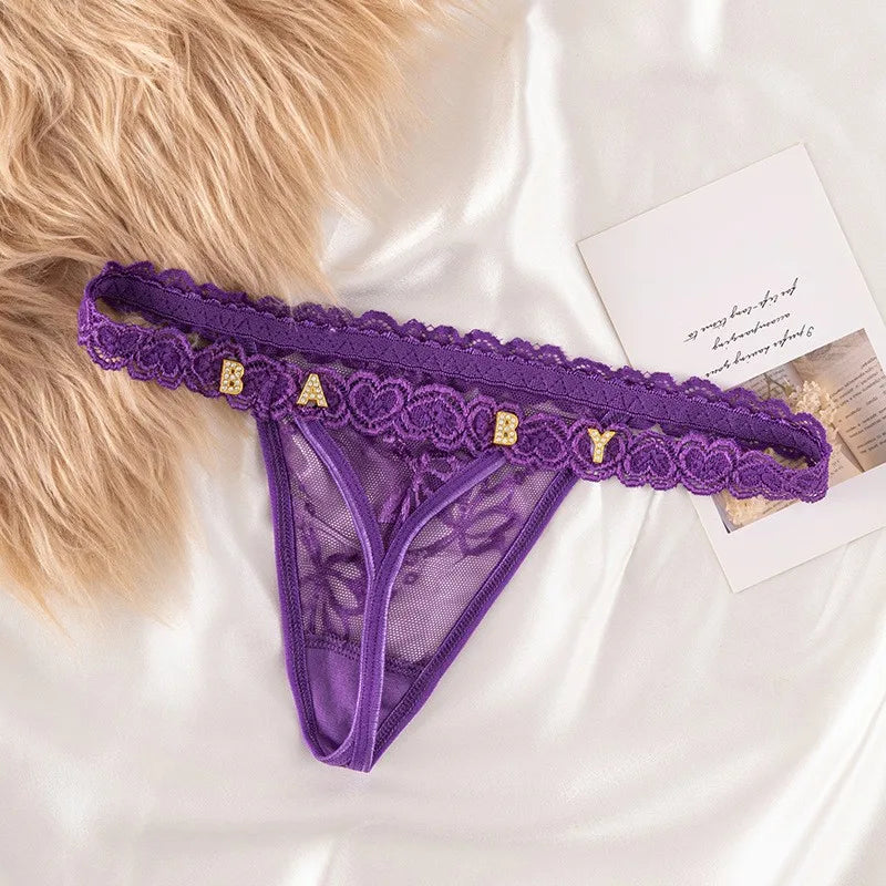 Custom Thongs Name Letter Women Sexy Lace Panties Personalized Customized GString tanga Hot Wife Girlfriend Valentines Gift