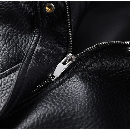 Street Stand Collar Women's Leather Jacket Loose Long Sleeve Zipper Pockets Chic Female Coats 2025 Autumn Winter Lady Outerwear