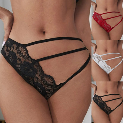 Women Sexy Floral Lace Mesh Panties Low Rise Plus Size Underwear Hollow Out Transparent Lingerie High Waist Panties For Women
