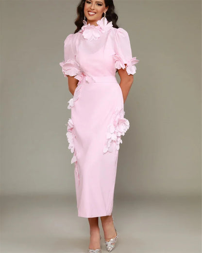 Customized Classic Modern Style Formal Evening High Collar Straight Flowers Bespoke Occasion Dresses 2025