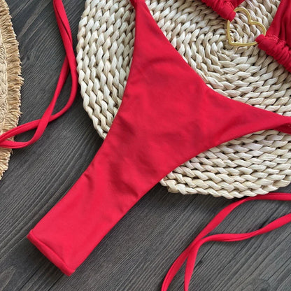 Para Praia 6 Colors Solid Brazilian Bikini Micro Swimwear T-back Swimsuit Women Sexy Biquini 2025 Thong Bikini Set Bathing Suit