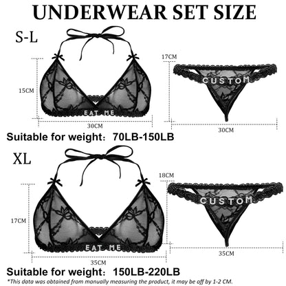 Custom Name Lingerie Set Personalised Sexy Embroidery Thongs For Women Crystal Letters G-string Panties Underwear Gifts