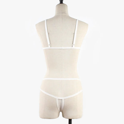 Women Sexy Lingerie Corset Solid Erotic Mesh Transparent Bra Panty Lingerie Underwear Set Lenceria Erotica Mujer Sexi Babydoll