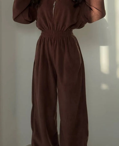 Zekye Woman Clothing New Fashion Long-sleeved Jumpsuit Women's Casual Semi-open Elastic Waist Jumpsuit Elegant Woman Jumpsuit