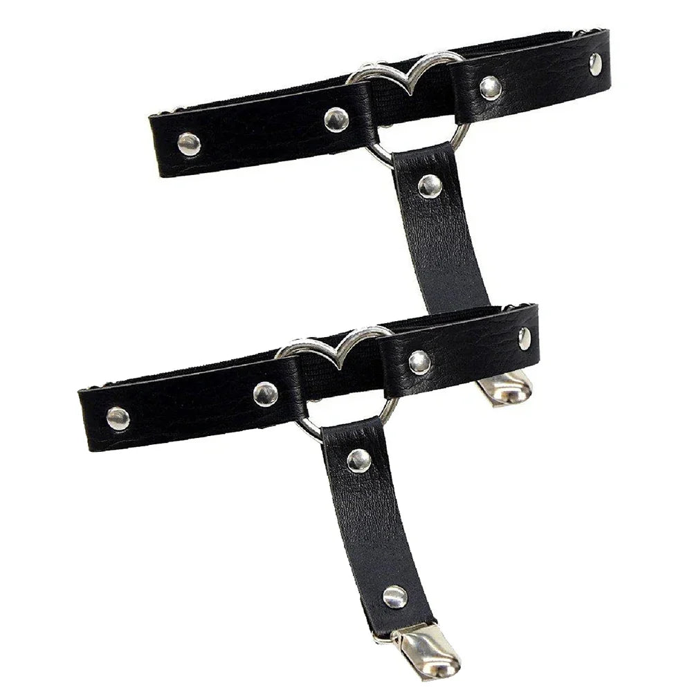 Punk Metal Tassel Pendant Pink PU Leather Choker Collar Sexy Spiked Neck Strap Clavicle Men Necklaces for Women Gothic Jewelry