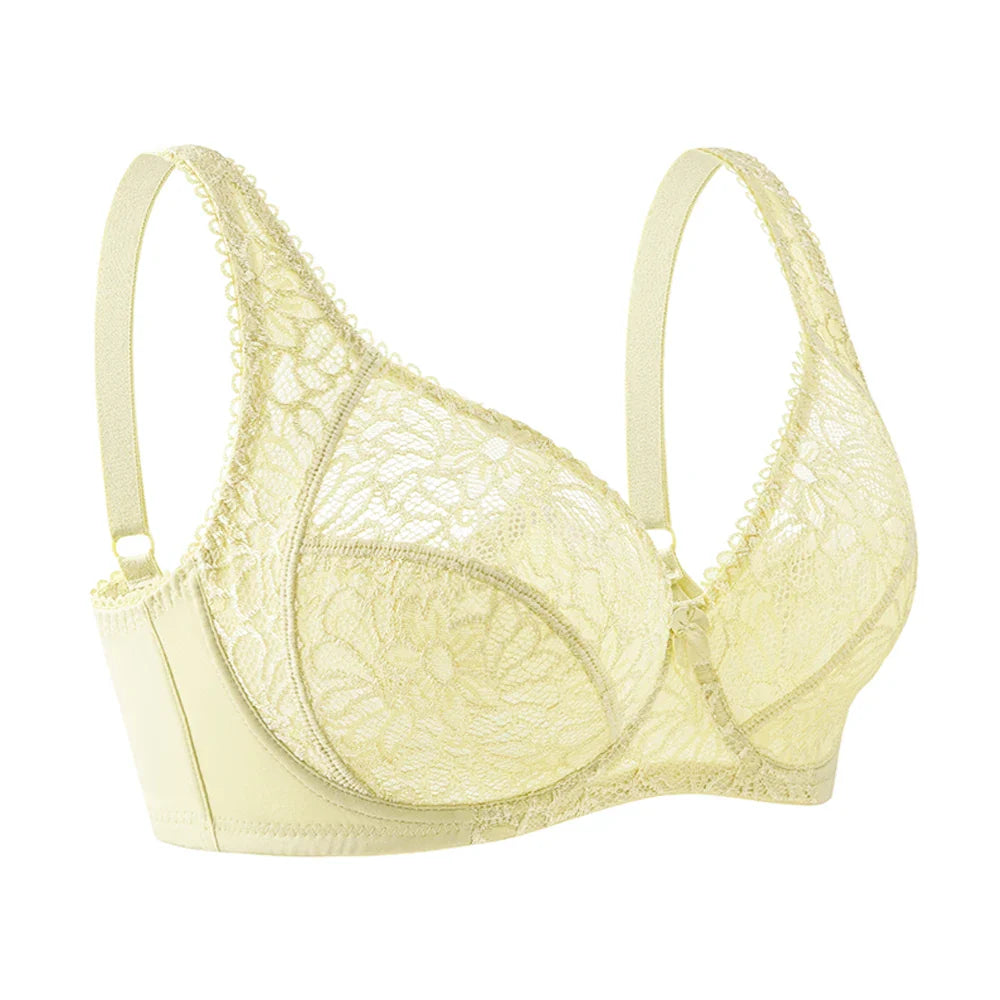 Womens Bras Ultra-Thin Perspective Deep V Lace Sheer Plus Size Bra Female Underwear Sexy Lingerie BH Tops 70-100 B C D E F Cup