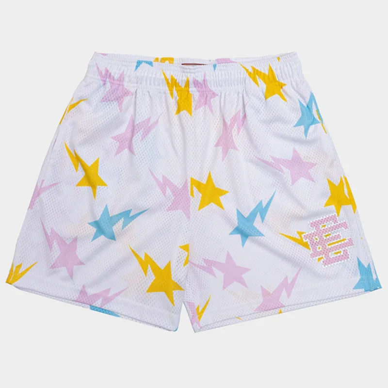 2025 New Summer EE Eric Emanuel  Basic Mesh Short Classic Floral Printed Gym Shorts Men's Gym Basketball Sports Beach Shorts