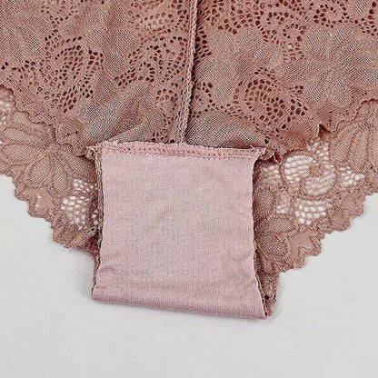 5 PCS/Set Mesh Briefs M-2XL Lace Panties Sexy Transparent Underwear Low Rise Panties Girls Intimates Lingeri