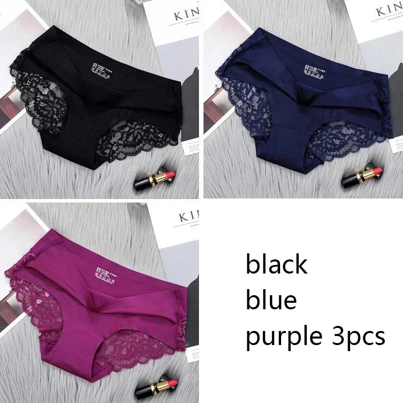 Set/lot Seamless WomenComfort Lace Briefs  Hollow Out Panties Set Underwear Low Rise Female Sport Panty Soft Lady Lingerie Sexy