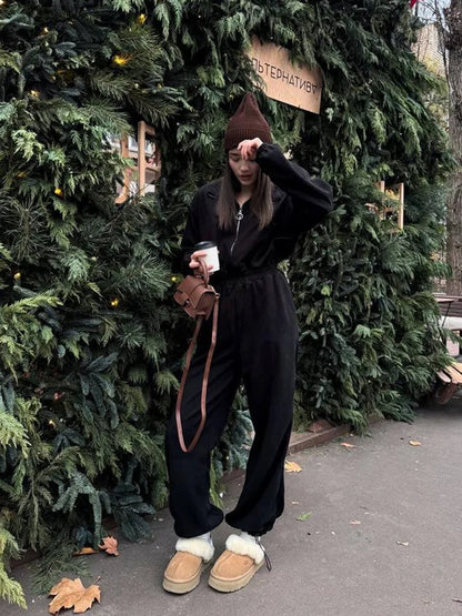 Zekye Woman Clothing New Fashion Long-sleeved Jumpsuit Women's Casual Semi-open Elastic Waist Jumpsuit Elegant Woman Jumpsuit