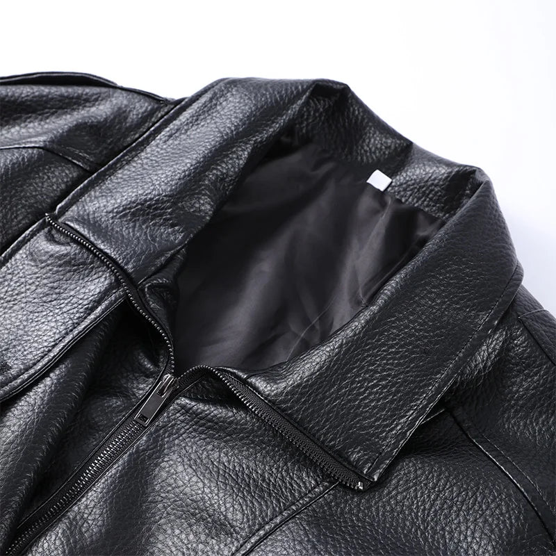 Stand Collar Women's Jacket Full Sleeve Double Button Solid Female Leather Jackets 2025 Autumn Fashion High Street Lady Outwears