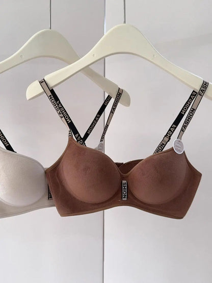 Velvet Plush Push Up Bra for Small Chest - 6CM Thermal Padded Non-Wire Bra, Warm Lined Comfort for Women, Autumn Winter Wear
