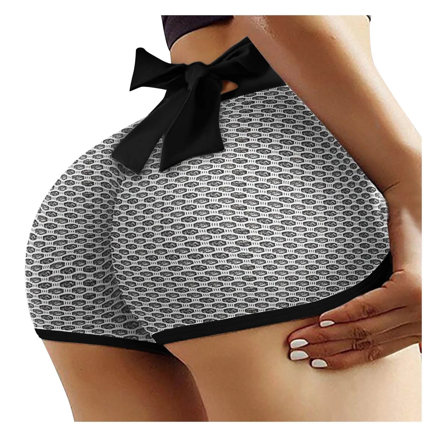 Nadanbao Sexy Checkered High Waist Peach Hip Yoga Pants Honeycomb Fitness Shorts Back Waist Bow Three-Point Yoga Shorts 2025
