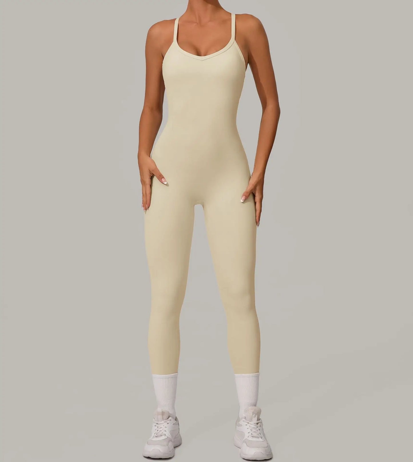 Sexy Hollow Cross Backless Sporty Tight Jumpsuit Woman Sportswear Summer One Pieces Outfit Gym Fitness Overalls Yoga Jump Suit