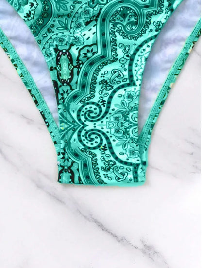 2025 Push Up Halter Bikini Printed Swimsuit Women Sexy Strappy Swimwear Female Bathers Bathing Swimming Swim Suit Beachwear