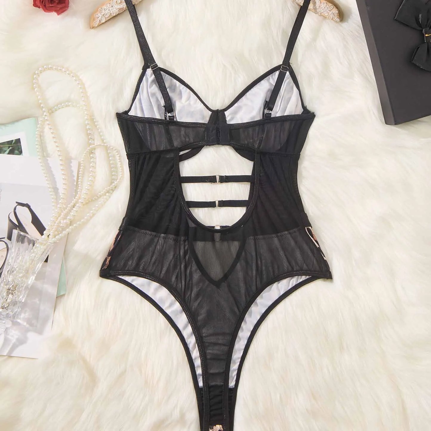 Leopard Sexy High Waist Women Bodysuit Mesh Transparent Hollow Out Erotic Lingerie Exotic Backless Skinny Teddy Porn Sex Costume