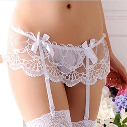 Sexy Suspender Belt High knee Stocking open Crotch Pantyhose hold on Lady Lace Underwear Tights Garter sex erotic for women