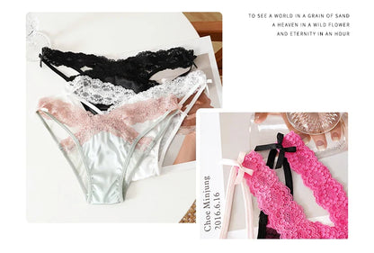 CINOON Women Sexy Lingerie G String Lace Panties Femal Low-waist Cross Bandage Transparent Temptation Underwear Comfort Intimate