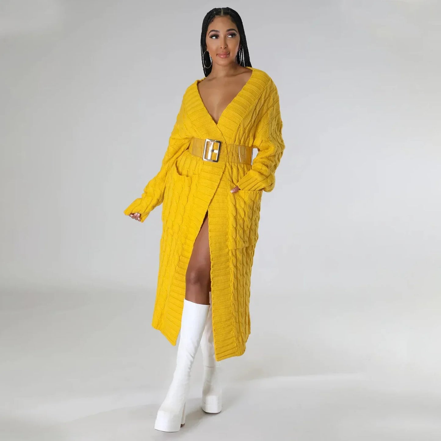 2024 New Women's Fashionable Cardigan Sweater Casual Long Sleeve Solid Color Jacket Autumn/Winter Amazon Europe Style