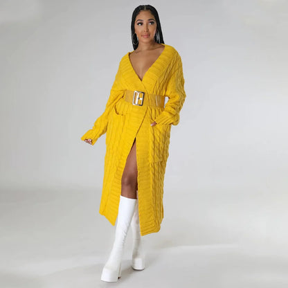 2024 New Women's Fashionable Cardigan Sweater Casual Long Sleeve Solid Color Jacket Autumn/Winter Amazon Europe Style