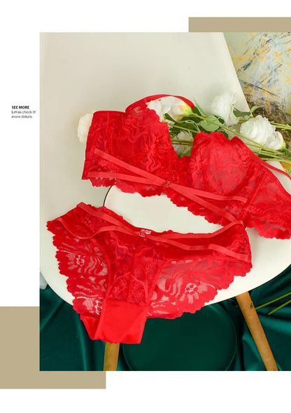 Logirlve Sexy Tоy For Women Bra Set Lingerie Push Up Brassiere Lace Embroidery Underwear Set Ultra-thin Cup Female Lingerie