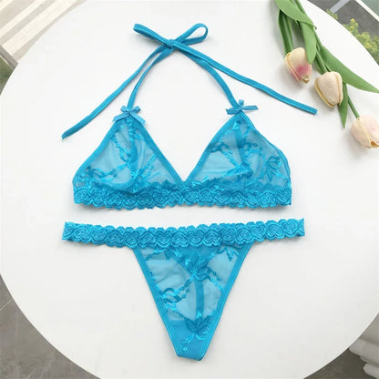 Custom Name Crystal Letter Thong Lace tie Hanging neck Bikini Bra Panties Sexy Personalized Name G-String Underwear Bra Set