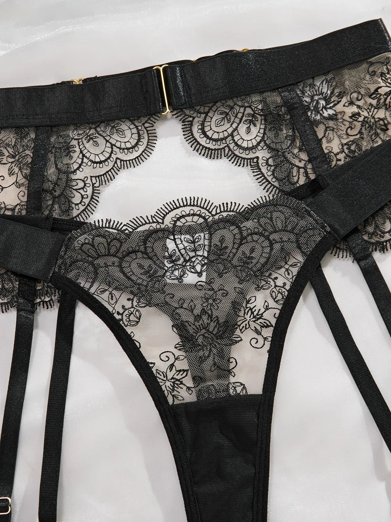 Women Sexy Lingerie Lace Bra and Brief with Garter and Leg Ring Set Underwear Romantic Hot Bilizna See Through Outfits