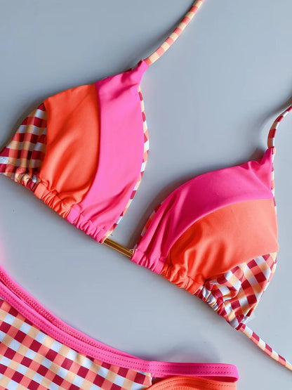 RUOTONGSEPT 2023 Sexy Spliced Swimsuit Women Swimwear Tiger Stripe Print Micro Bikini Set Brazilian Biquinis Beach Bathing Suit
