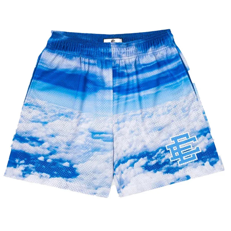2025 New Summer EE Eric Emanuel  Basic Mesh Short Classic Floral Printed Gym Shorts Men's Gym Basketball Sports Beach Shorts