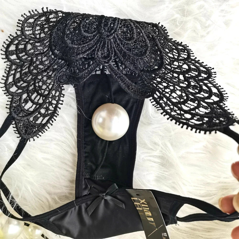 Customized Imitation Pearl Underwear Into The Body To Increase Massage Beads, Sexy Thong Tighten Briefs Thong  Panties Women