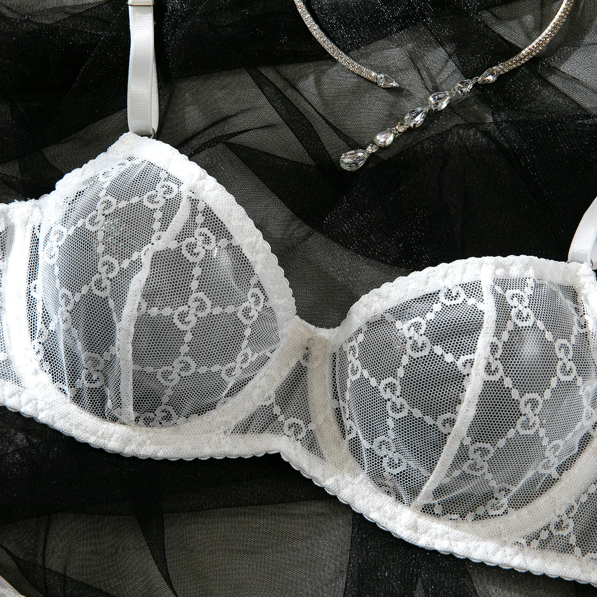 Krasapt New Arrival Ultra-thin Mesh See-through Plaid Bra And G-string Sexy Lingerie Sets Fancy Intimate Erotic set Onlyfans Kit