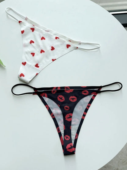 Custom Thong Name Letter Panties tanga Sexy Love Lips Pattern Personalized G-String Girlfriend Wife Valentines Christmas Gift